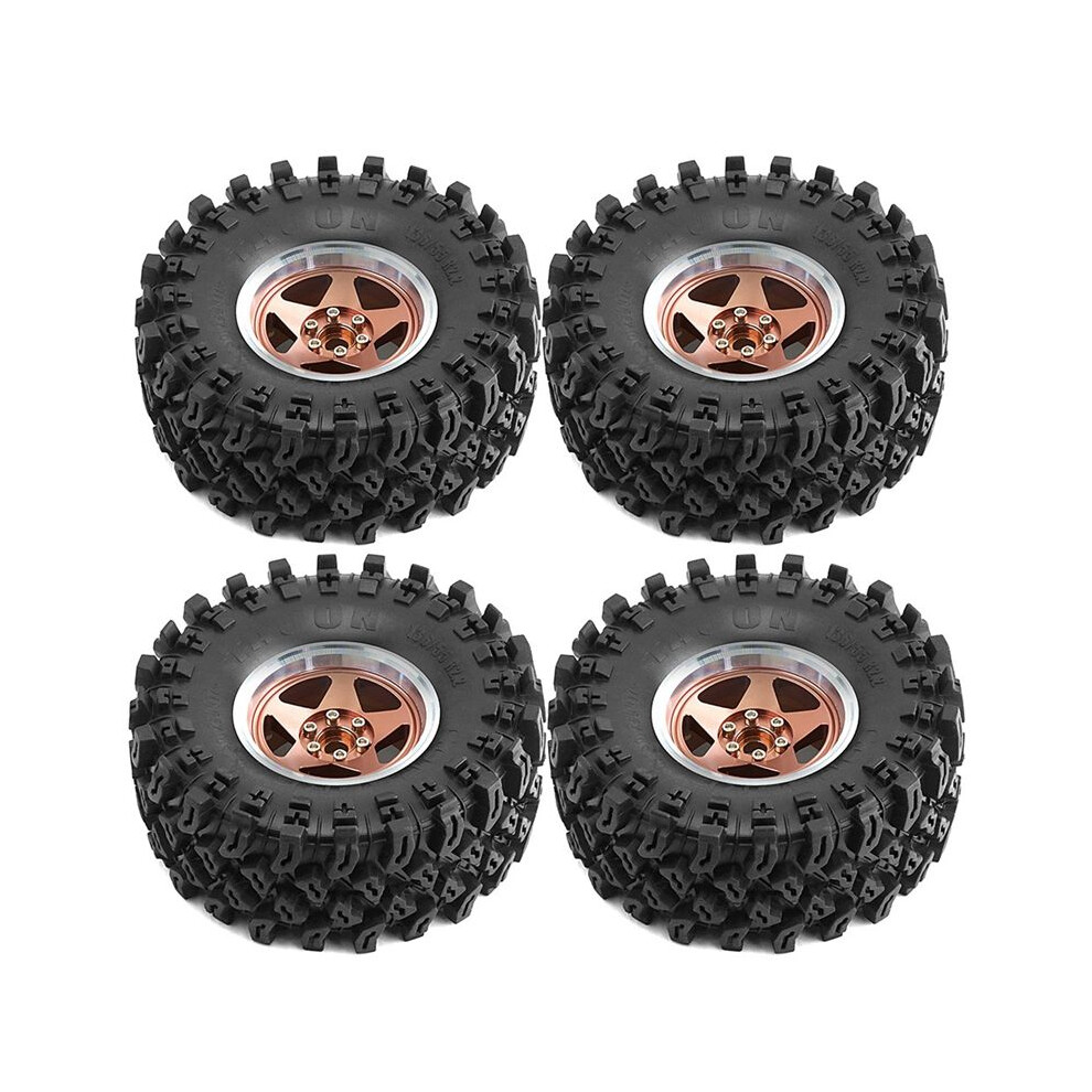 4Pcs 136Mm Metal 2.2Inch Beadlock Wheel Rim Tire Set For 1/10 Rc Crawler Car Axial Scx10 Wraith Rr10 Capra Trx4 Brown 6032839927542