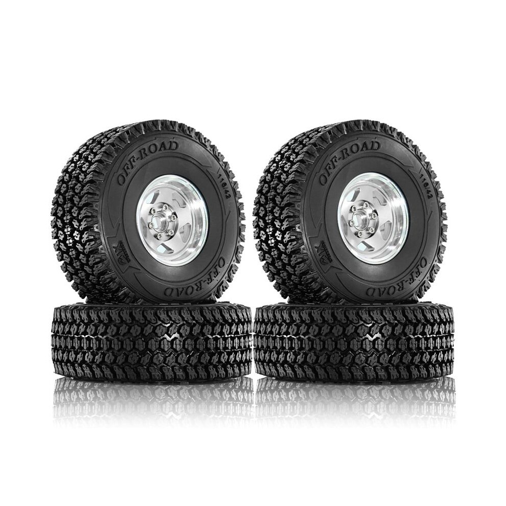 4Pc 116Mm Off Road Buggy-Tires Wheel 12Mm Hex Hubs For 1/10 Rc Racing Car 4Wd Nitro Hpi/Hsp/Bazooka// Silver 6032835061554