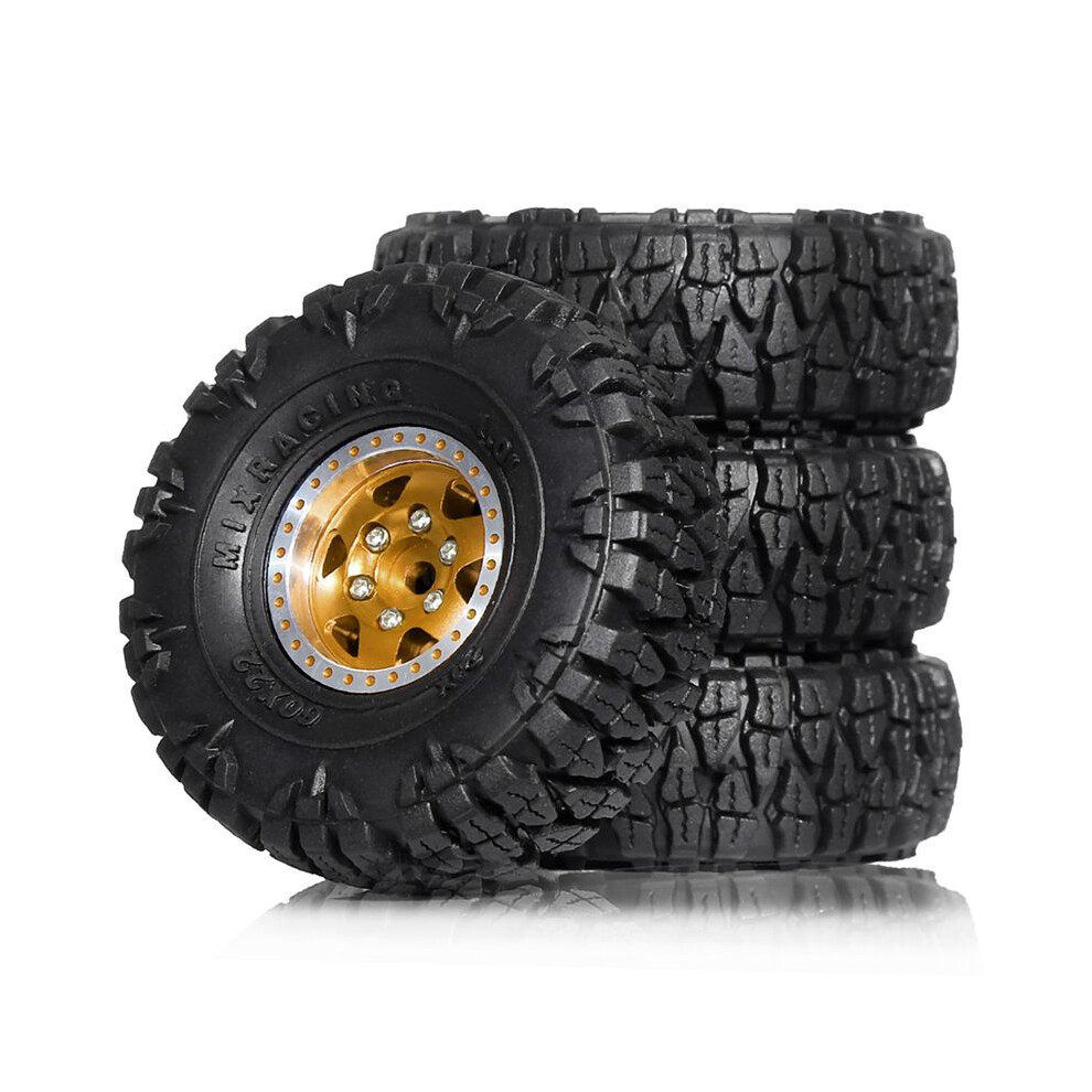 60Mm Metal Beadlock Wheel Rim Rubber Tire Set For 1/24 Rc Crawler Car Fms Fcx24m Trx4m Scx24 Upgrade Parts Accessories 6033532586890