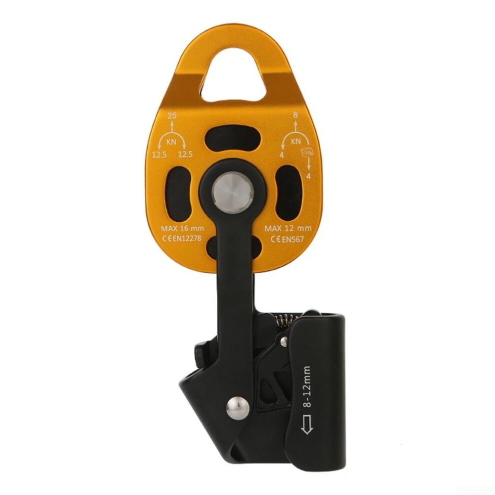 Rock Climbing Pulley Heavyduty Aluminum Rope Pulley For Mountaineering Rescue Aerial Work Lifting Heavy Objects Golden 9187378609699