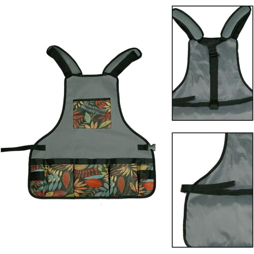 Waterproof Garden Apron with Adjustable Straps and Multiple Pockets for Gardening and Crafting 2