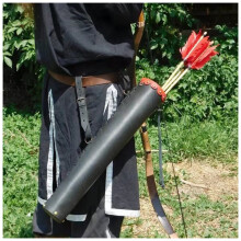 Medieval Handmade Back Quiver Pot Style PU Leather Arrow Holder Bag Black For Cosplay And Hunting