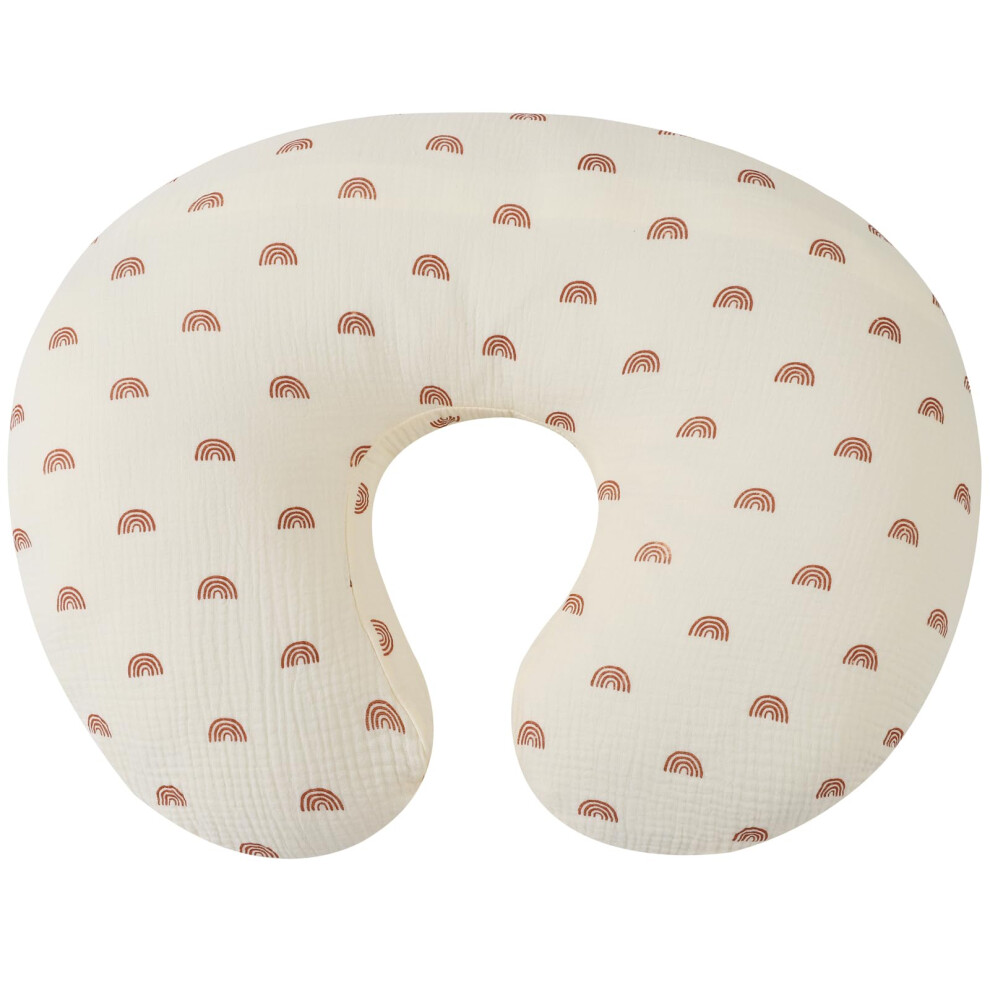 Muslin Nursing Pillow Cover 100% Cotton Slipcover for Standard Infant Nursing Pillow, Rainbow Print for Boys and Girls