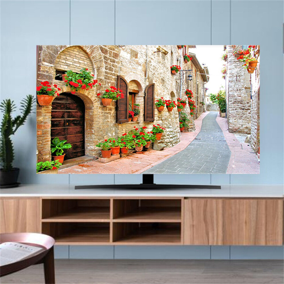Tv Dust Cover Landscape Orientation 75 Inch Tv Universal Elastic Fit Soft Breathable Fabric Screen Protector 9347817849530