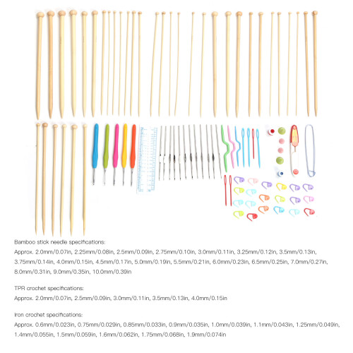 Ergonomic Knitting Kit with Bamboo Needles & Storage Bag – Multiple Sizes 2