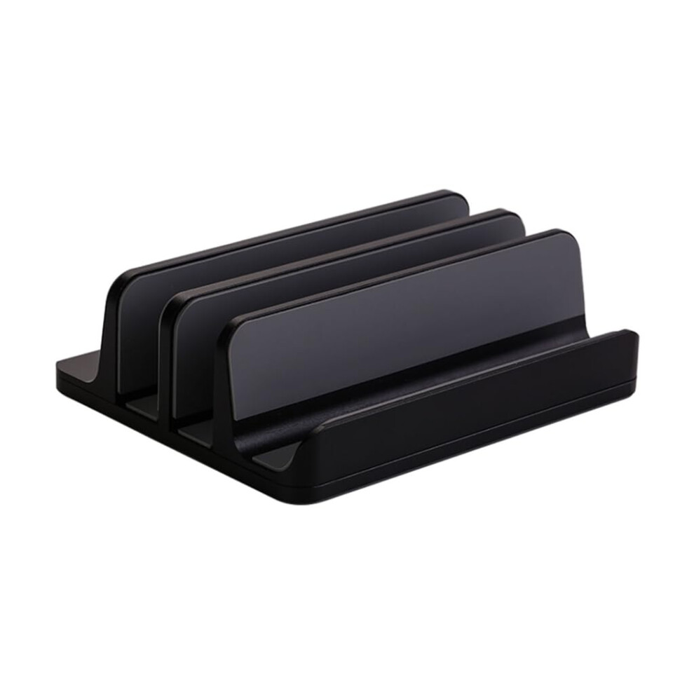 Aluminum Slots Vertical Laptop Stand 2Slot Desk Holder Dock Width Adjustable For Phones And Laptops Black 9187378610305