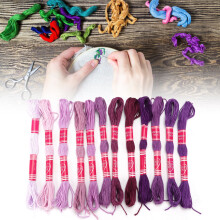 12Pcs Bright Gradient Embroidery Thread Polyester for Handicrafts Purple Series