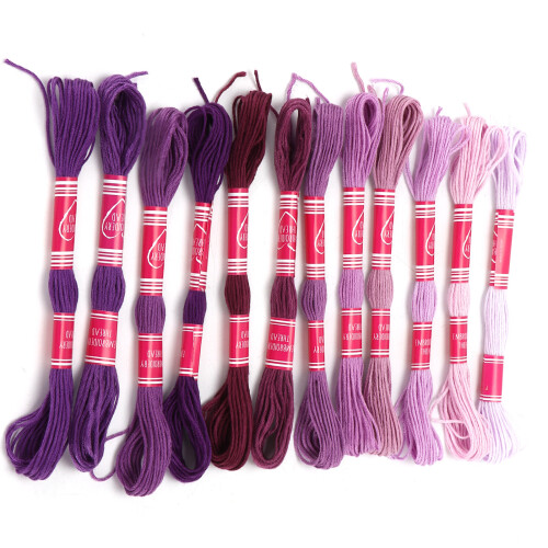 12Pcs Bright Gradient Embroidery Thread Polyester for Handicrafts Purple Series 2