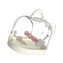 Practical Travel BirdCage Clear Bird-Cream White Stand Po