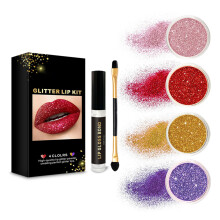 Kit labbra glitter impermeabili, set trucco labbra glitter con colore glitter a lunga durata e a prova di sbavature, rossetto glitter metallico ad