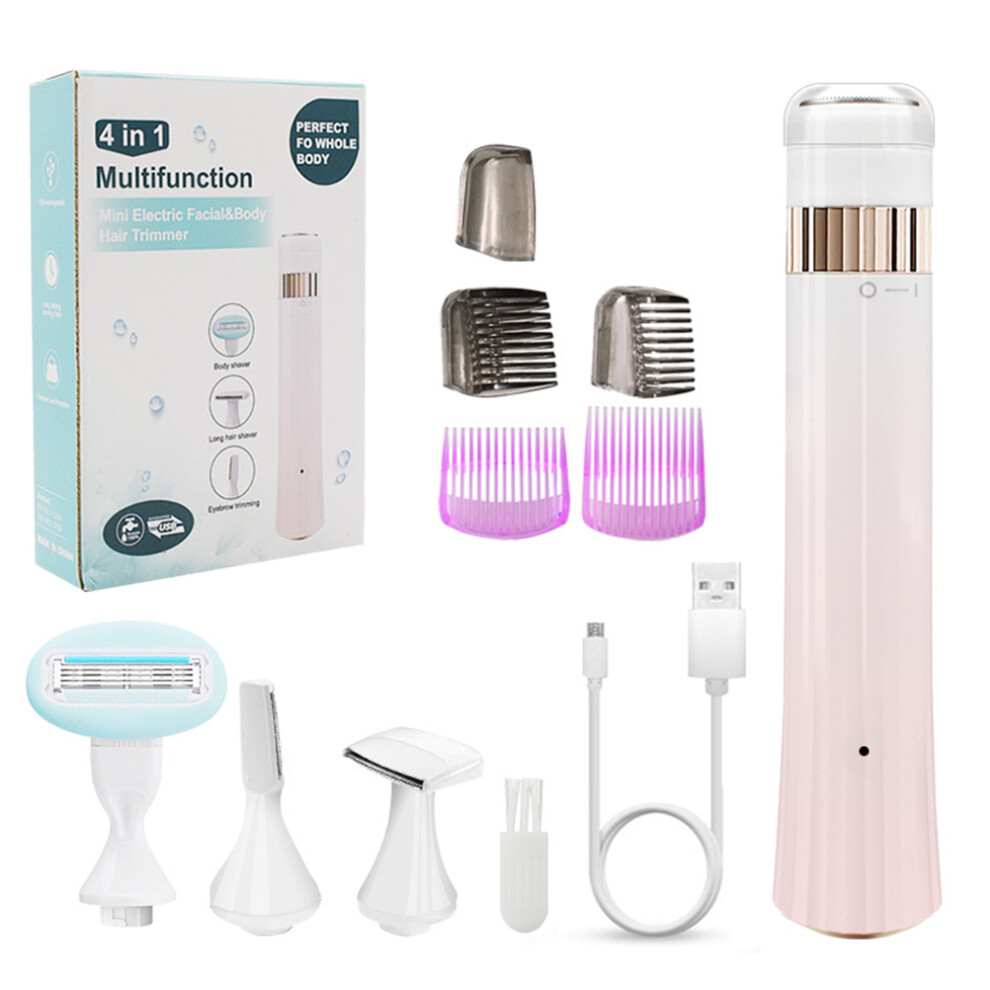 Shaver and Trimmer Combo for Women, Splashproof Pivoting Blade Hair Removal Device with Wet and Dry Dual Use Flat Shaving Head, Universal Voltage and