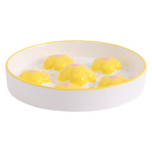 Ceramic Cats Food Bowl to Slow Eating Speed Hand Painted-Yellow