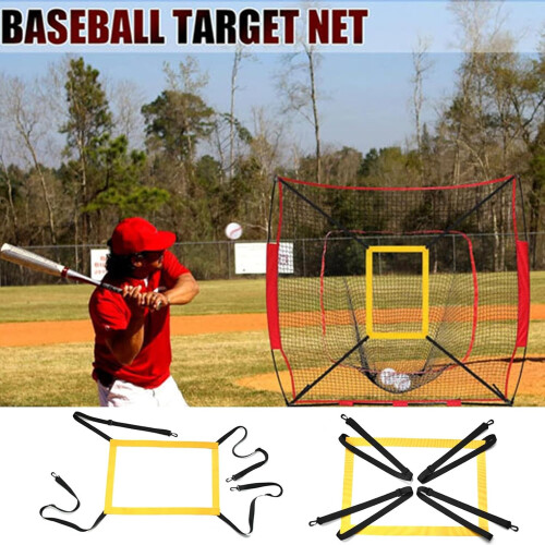 Strike Zone Target For Baseball Net With Hooks, Batting And Pitching Practice Target, Pitcher Accuracy Training Yellow 1