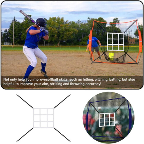 Strike Zone Target For Baseball Net With Hooks, Batting And Pitching Practice Target, Pitcher Accuracy Training Yellow 2