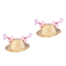 Pet Straw Hat for Small Cats Dogs Carnivals-pink braid hat