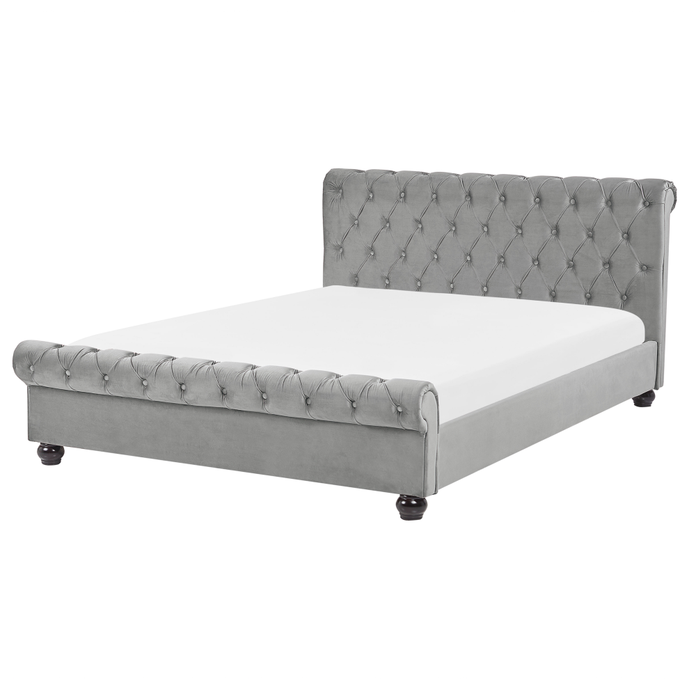 Bed Velvet AVALLON 160 x 200 cm (EU King Size) Grey