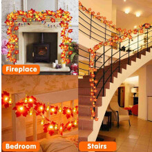 Thanksgiving LED Maple Leaf Light String - Rustic Autumn Decor 10 LEDs