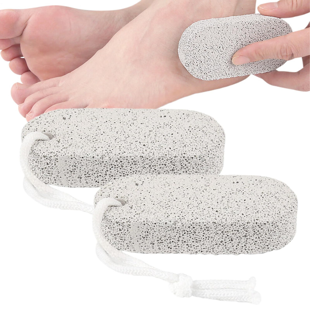 Pumice Stone Foot Scrubber 2 Pack for Callus Removal Heel Softening with NonSlip Rope
