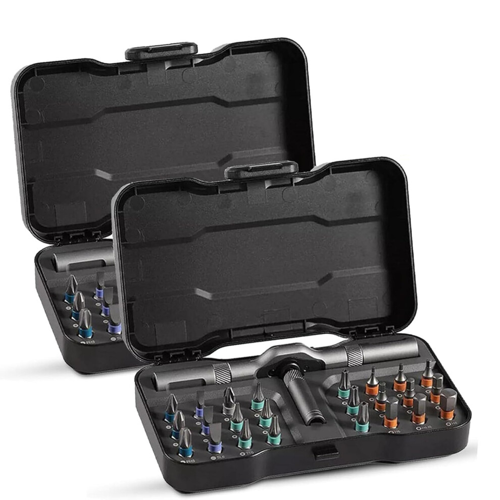 Mixturean 24 In 1 Magnetic Screwdriver Set Readyintend Compact Portable Ratchet Detachable Thandle Wrench Tool 2Piece 9187378612040