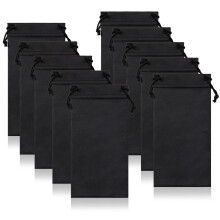 Eyeglass Pouch 10 Pack Black Ultra Soft Microfiber Case Fits Most Glasses and Phones