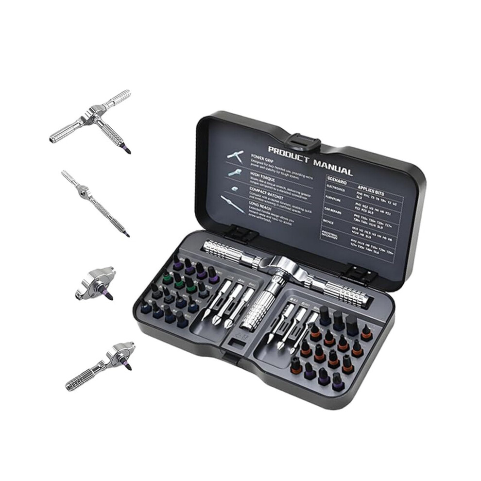 Preliminark Screwdriver Set, 40In1 Magnetic Ratchet Screwdriver Kit With Thandle, Compact Portable Diy Tool 9199774259019