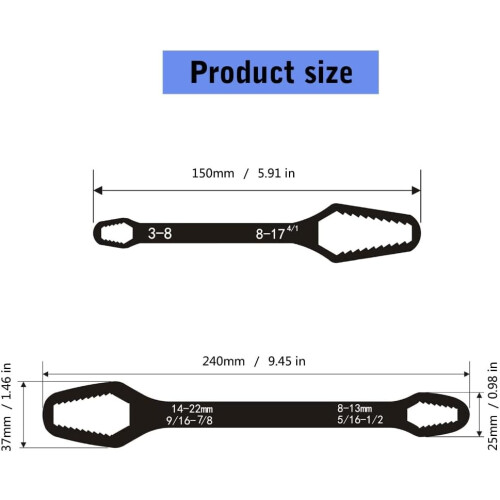 Torx Wrench 3mm22mm Adjustable Universal Multifunctional DoubleHead Spanner For 1