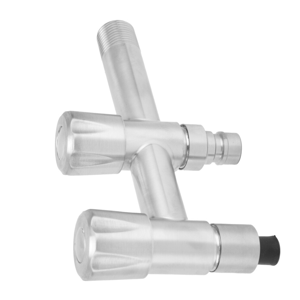 G1/2 Stainless Steel Water Faucet, 1 Inlet 2 Outlets, Home Bathroom Balcony 4981377567135