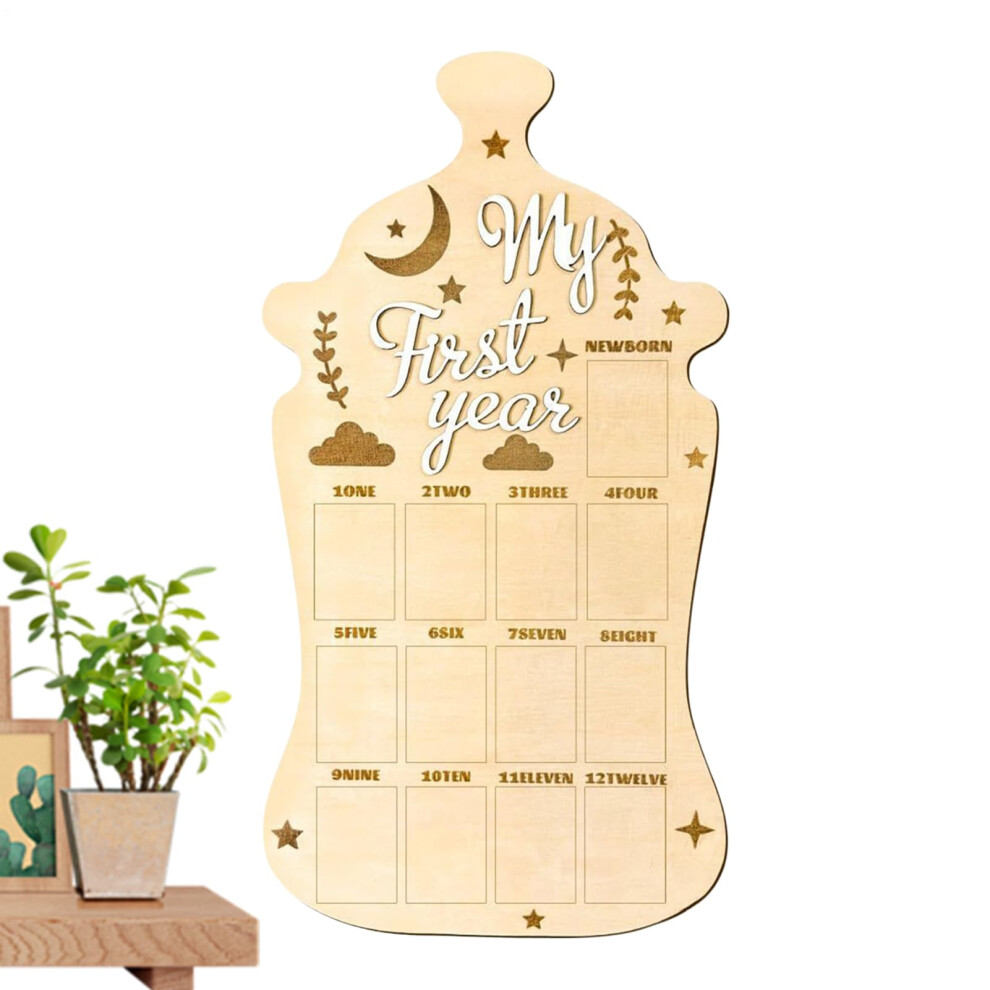 Baby Monthly Photo Board  Wood Growth Record Photo Frame for Baby Shower, First Birthday, Travel Memory Keepsake