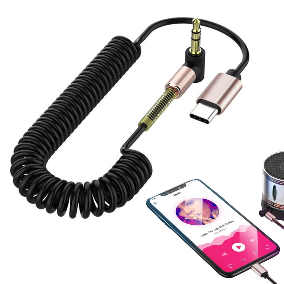 Usb Type C Audio Cable Retractable Typec To 3.5Mm Aux Adapter For Headphones, Car Stereo, Speakers, Usbc Devices Telescopic 9187378612446