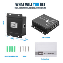 Extensor PoE de 4 Portas IEEE802.3Af para Câmera IP Estender 120M de Distância de TransmissãO com Portas LAN de 10/100Mbps Extensor de 4 POE