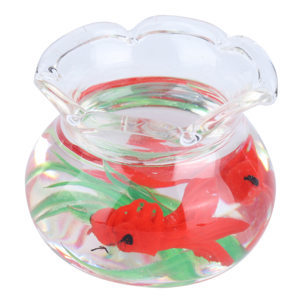 Glass Style Miniature Fish Tank for Dollhouse Accessories, Tiny Details Big Impact Bright Color Resin Model with Delicate Craftsmanship, Wide