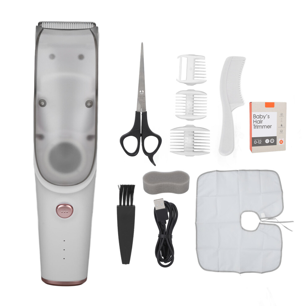 Silent Baby Hair Clippers with Vacuum, Safe Cutting Hair Trimmers for Kids, IPX7 Waterproof Rechargeable Cordless Haircut Kit, Quiet Toddler Hair