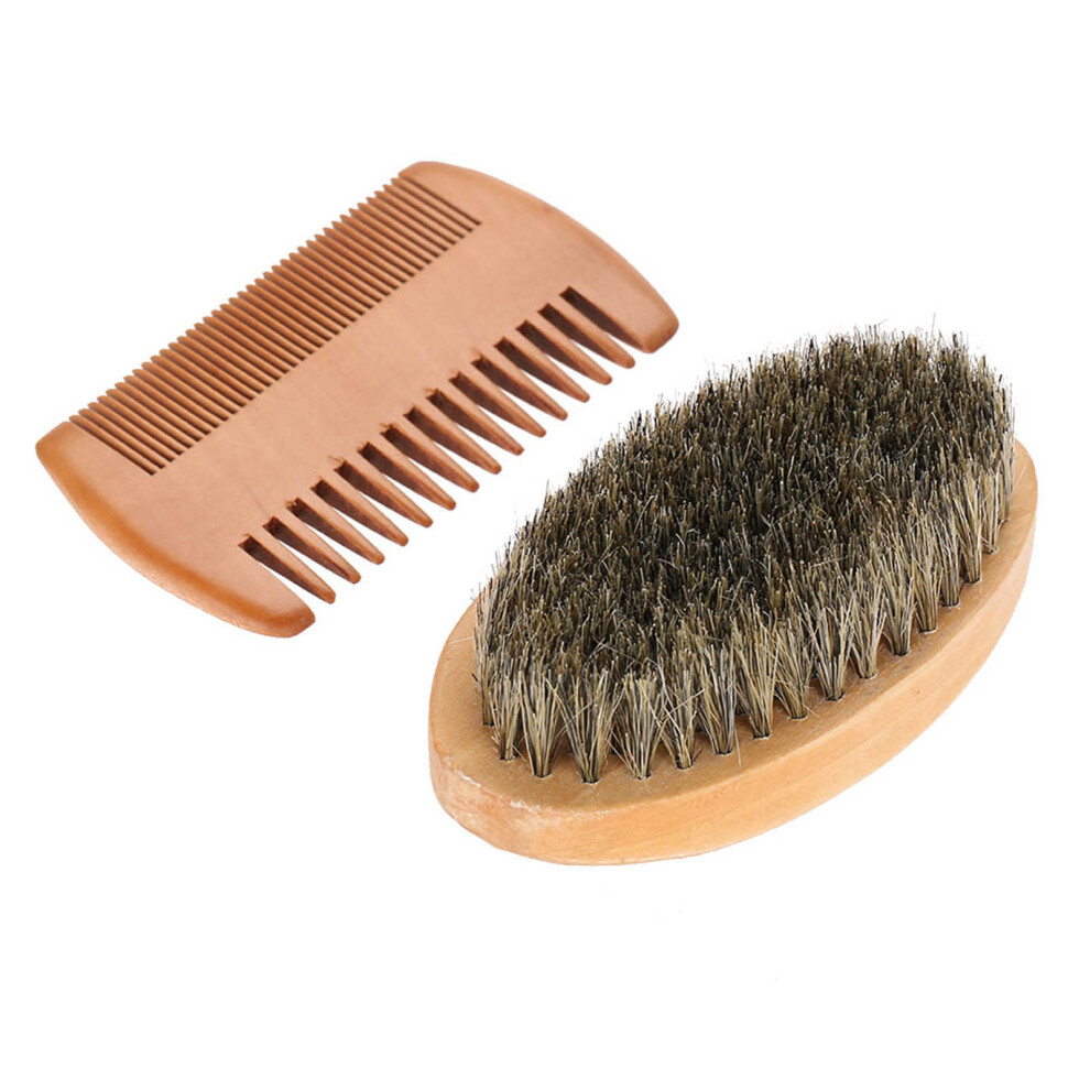 Distribute Oils Boar Bristle Beard Brush, Travel Friendly Wooden Handle, Firm Bristles For Thick Hair, Reduce Itching, Ideal For Daily Grooming