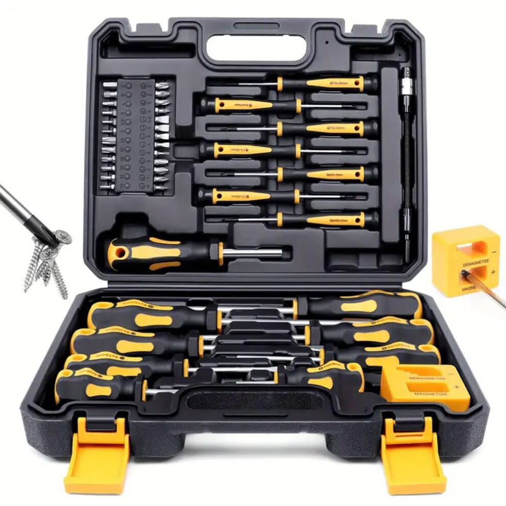 Magnetic Screwdrivers Set With Case, 43Pc Slotted Phillips Hex Pozidriv Torx Precision Magnetizer Demagnetizer Tools 9187378613245