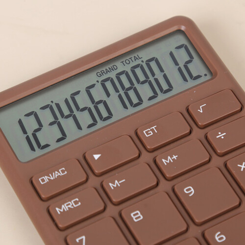 Calcolatrice portatile mini con display LCD, ABS marrone, batteria inclusa 2