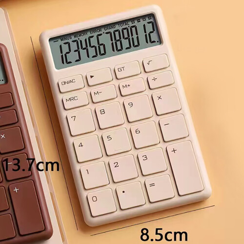 Calcolatrice con display LCD silenzioso e compatto, bianca, portatile per ufficio e casa 1