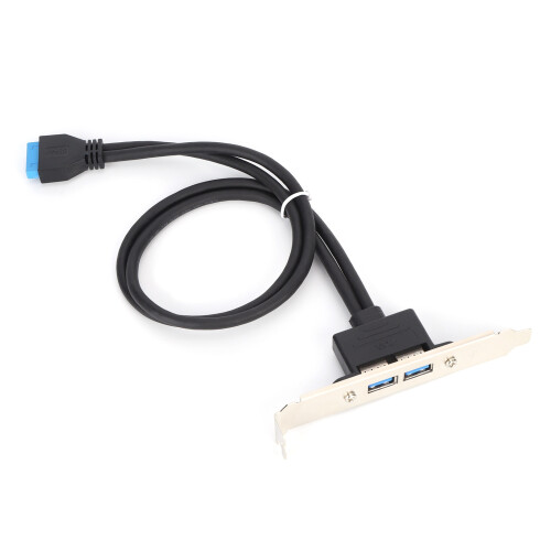 Καλώδιο επέκτασης USB3.0 με κεφαλίδα 19 ακίδων, δύο εξωτερικές θύρες και πίσω βάση 2