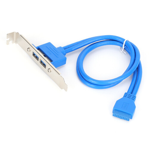 Καλώδιο επέκτασης USB3.0 με κεφαλίδα 19 ακίδων, δύο εξωτερικές θύρες και πίσω βάση 1