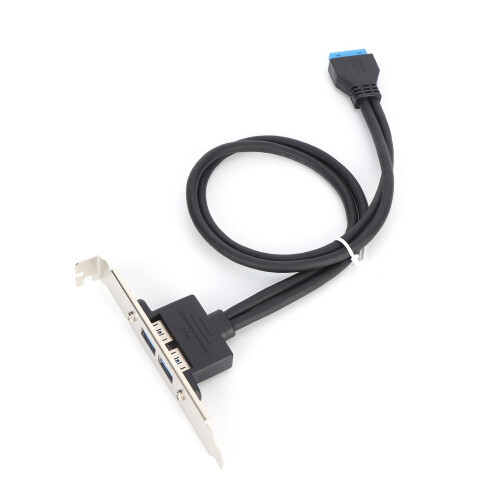 Καλώδιο επέκτασης USB3.0 με κεφαλίδα 19 ακίδων, δύο εξωτερικές θύρες και πίσω βάση 1