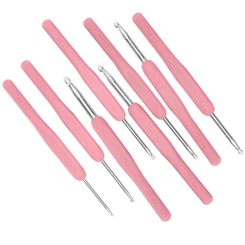 8pcs Colorful Crochet Hooks Set, Soft Handle, 2.5-6.0mm