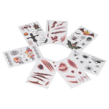 Halloween Fake Scar Tattoos 7pcs Waterproof Zombie Makeup Stickers for Parties