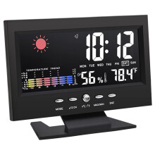 Weather Station Digital Clock With Large LCD Humidity Temperature Time Display Hanging Holes And Stand Home Garden