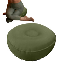 Meditation Cushion Inflatable Yoga Balance Floor Pillow Foldable Bolster Seat Indoor Outdoor Garden Use Army Green