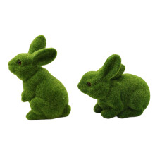 Ostern-Beflockungshasen-Dekorationen, Moos-Kaninchen-Statuen,