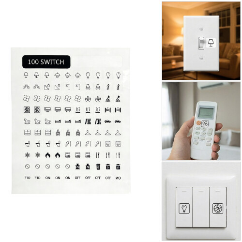 100 Stück Lichtschalter-Etiketten, Aufkleber,-Weiß 2