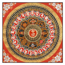 Tibetan Buddhism Thangka With Frame Kit 50x50cm Mandala Painting Auspicious Symbols Embroidery Print For Home Decor