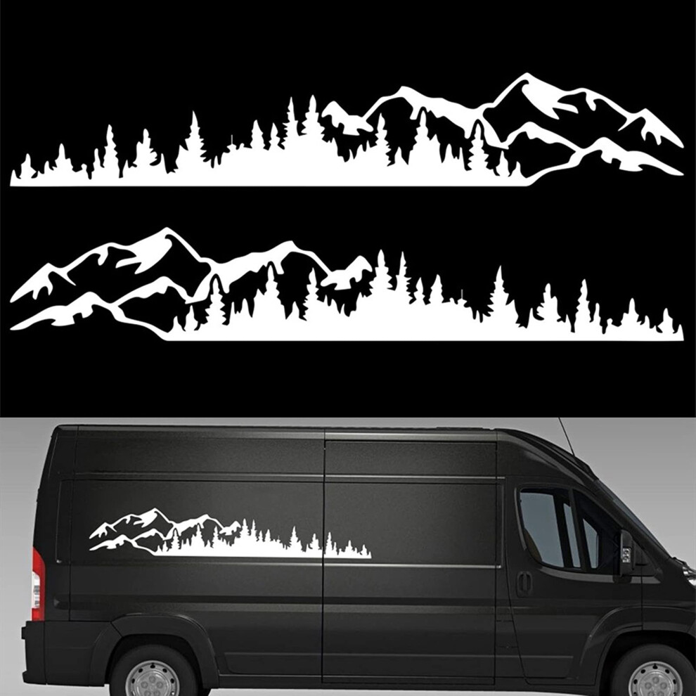 2Pcs Mountain Forest Car Decal Stickers Waterproof Reflective Vinyl For Camper Rv Trailer Suv White 9199774262149