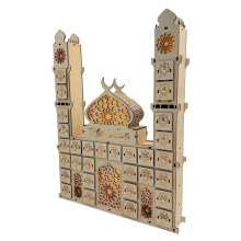 Verlichte Eid Ramadans houten aftelkalender met lade voor