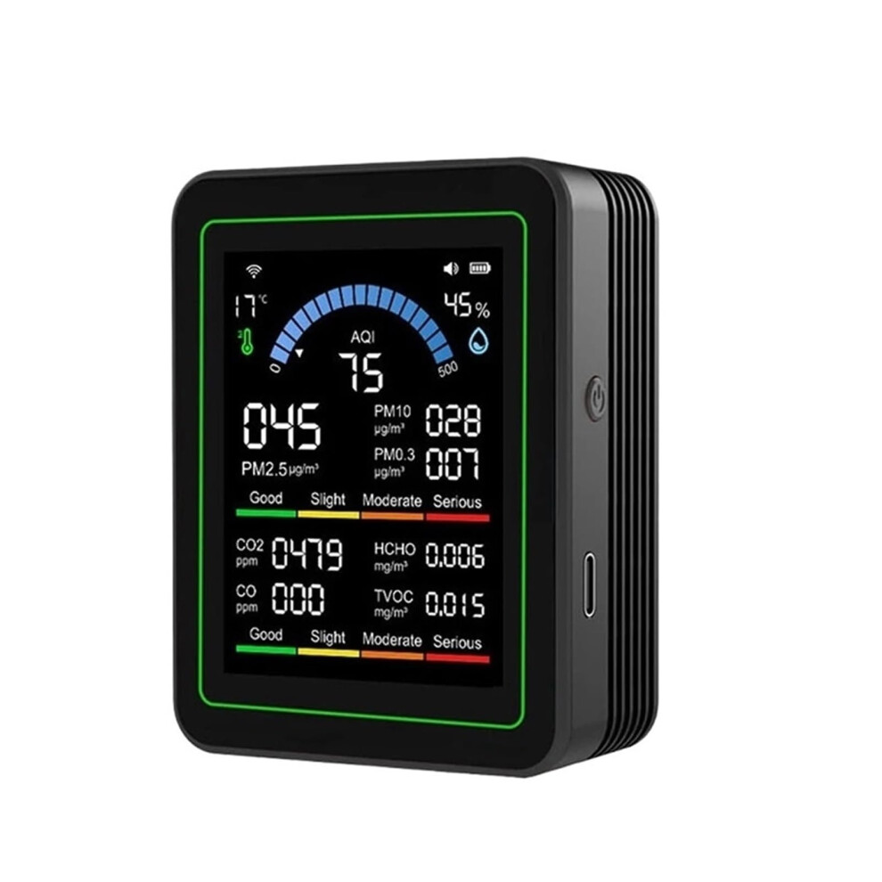 Gas Detector 10In1 Air Quality Detector CO2 Monitor Formaldehyde Detector Temperature And Humidity Meter