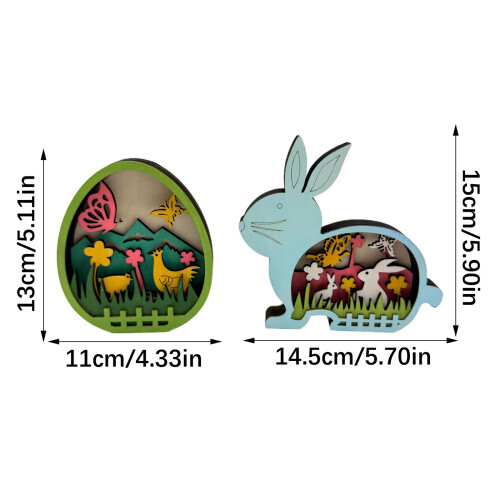 Hohle 3D-Hölzerne Osterhasen- und Eier-Design-Figur für 2